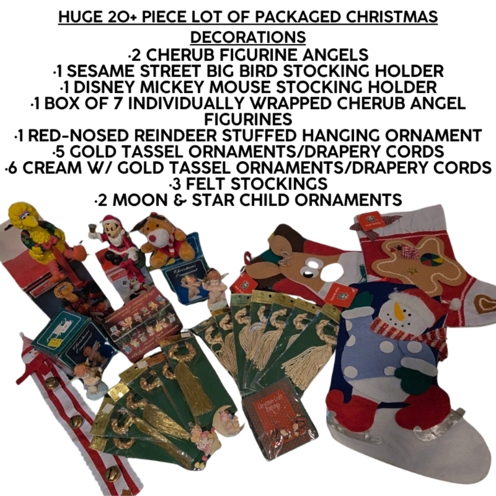 20+PC LOT VARIOUS NEW IN PACKAGE CHRISTMAS & HOLIDAY DECORATIONS